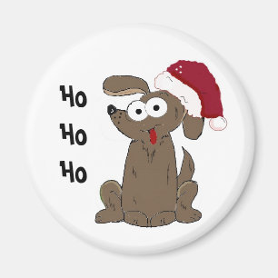 Imán Dibujo animado divertido de perro de Navidad