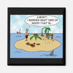 Imán Dibujo animado divertido Woodturner en la isla