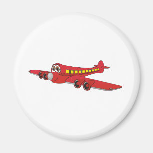 Imán Dibujo animado rojo del avión de pasajeros