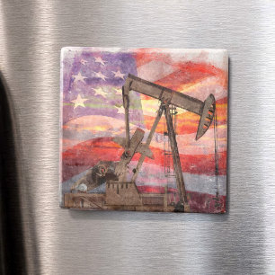 Imán Dibujo Artístico de Bombas Petrolíferas Patriótica