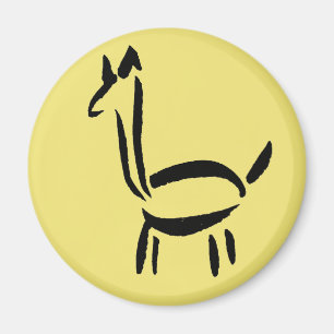 Imán Dibujo con Pincel Llama Alpaca Caballo Animal