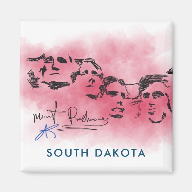 Imán Dibujo conmemorativo nacional de Rushmore South Da (Frente)