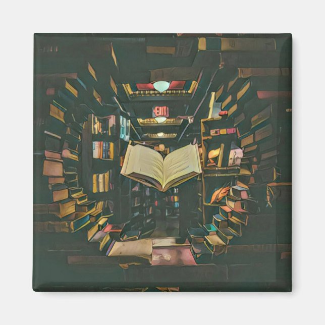 Imán Dibujo de amante de libros (Frente)