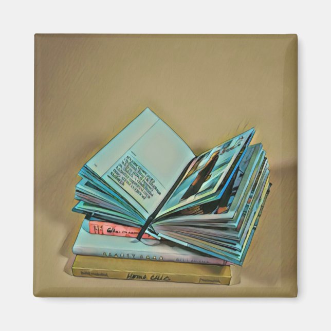 Imán Dibujo de amante de libros (Frente)