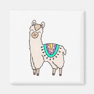 Imán dibujo de animales personalizados de llama feliz s