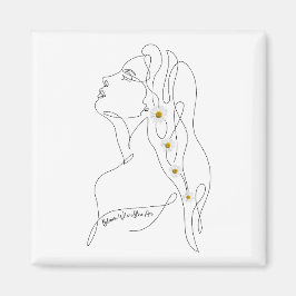 Imán Dibujo de arte de línea de mujer - Bloom donde est