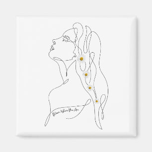 Imán Dibujo de arte de línea de mujer - Bloom donde est