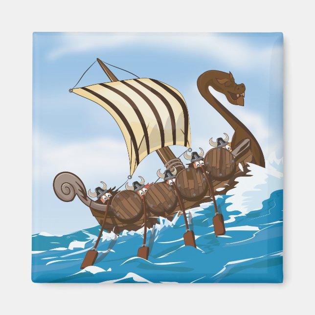 Imán Dibujo de barco vikingo (Frente)