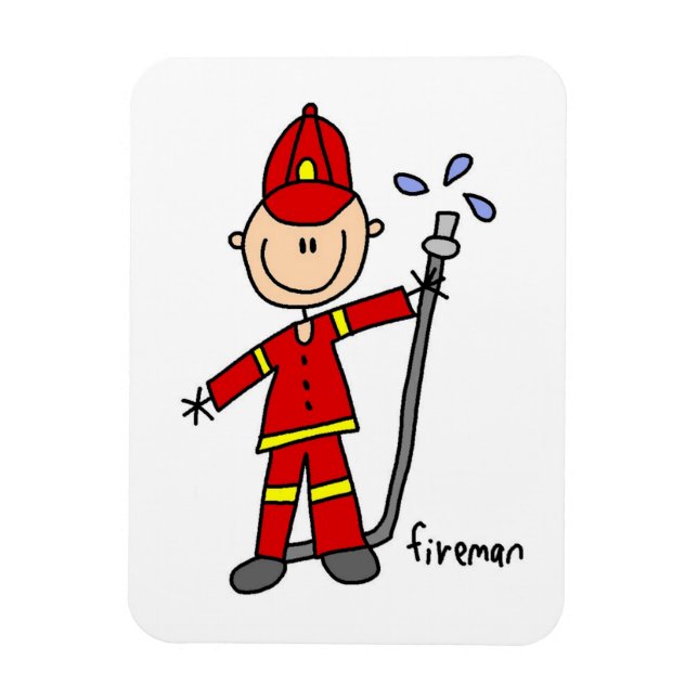 Imán Dibujo de bombero con palitos (Vertical)