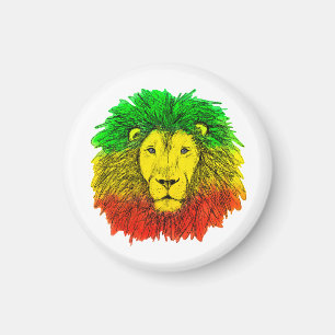 Imán Dibujo de cabeza de león Rasta rojo amarillo verde