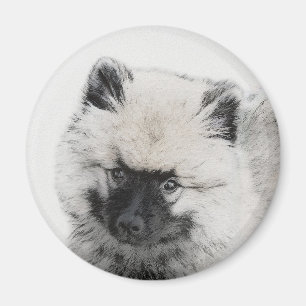 Imán Dibujo de cachorros de Keeshond - Arte de perros o