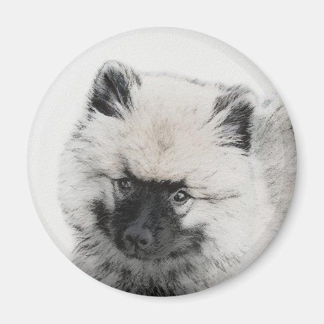 Imán Dibujo de cachorros de Keeshond - Arte de perros o (Frente)