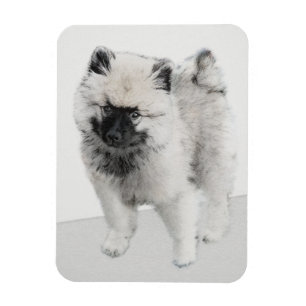 Imán Dibujo de cachorros de Keeshond - Arte de perros o