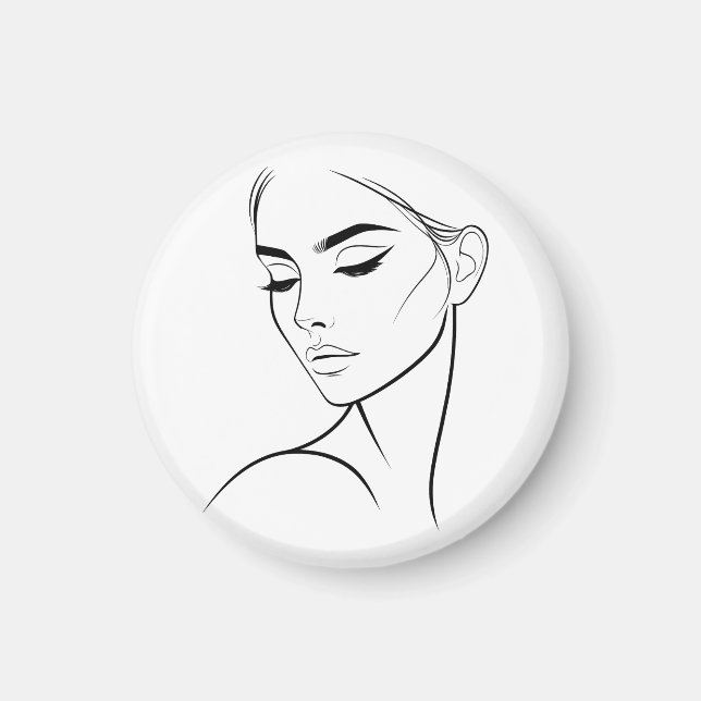 Imán Dibujo de cara de una mujer de línea nº3 (Frente)