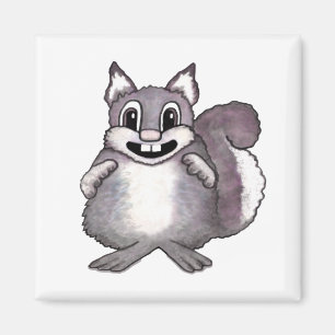 Imán Dibujo de caricatura de ardilla feliz