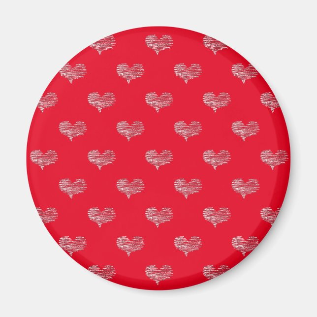 Imán Dibujo de corazón blanco El día de San Valentín de (Frente)