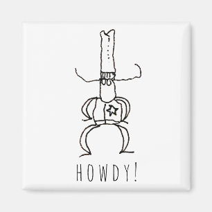 Imán Dibujo de doodle de vaquero Howdy Cartoon