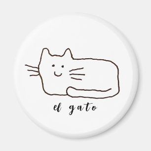 Imán Dibujo de gato de dibujos animados El Gato Línea