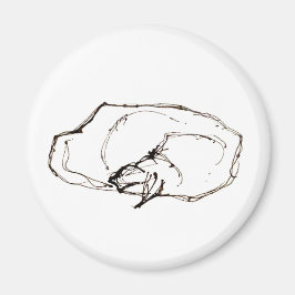 Imán Dibujo de gato dormido con pluma y tinta