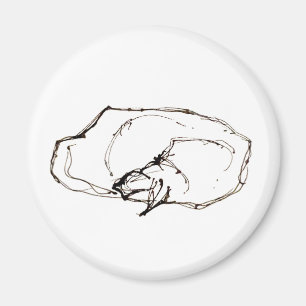 Imán Dibujo de gato dormido con pluma y tinta