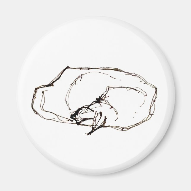 Imán Dibujo de gato dormido con pluma y tinta (Frente)