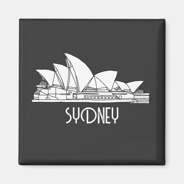 Imán Dibujo de la Ópera de Sydney Australia (Frente)