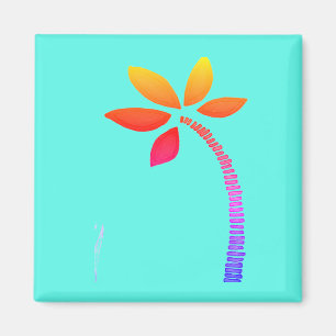 Imán Dibujo de la palmera arcoiris con fondo azul