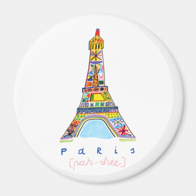 Imán Dibujo de la punta del fieltro de París (Frente)