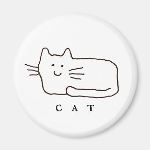 Imán Dibujo de línea de gato de dibujos animados