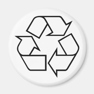 Imán Dibujo de línea en blanco y negro de reciclaje