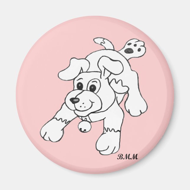 Imán Dibujo de líneas de perro del carbón vegetal feliz (Frente)