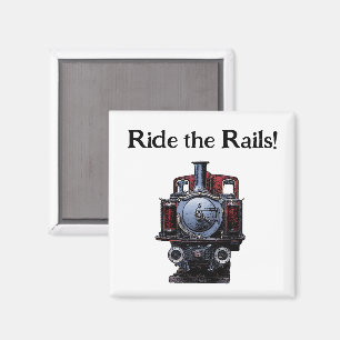 Imán Dibujo de Locomotora de Tren Rojo y Azul