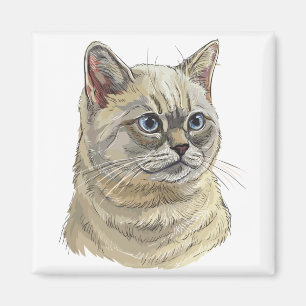 Imán Dibujo de mano gato británico gracioso