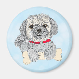 Imán Dibujo de mano lindo pequeño Shiatsu o Perro Apso 