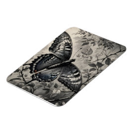 Imán Dibujo de mariposas en blanco y negro