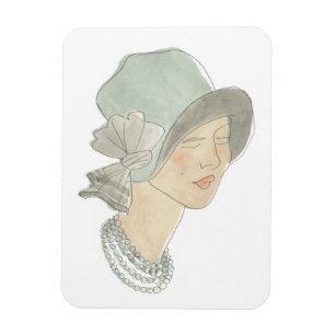 Imán Dibujo de moda - Mujer con Gorra