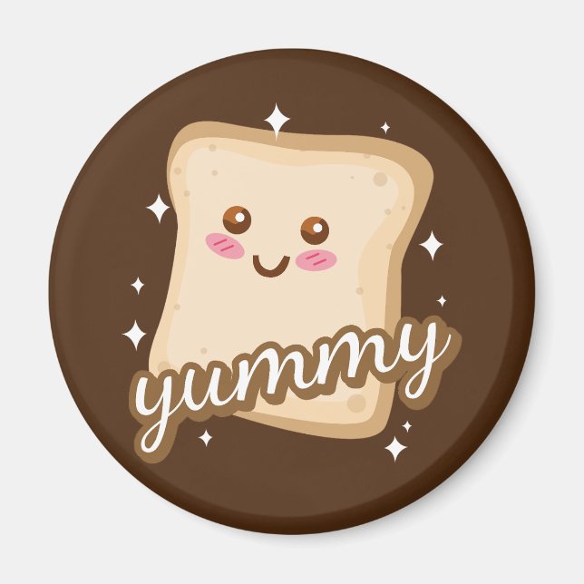 Imán Dibujo de pan lindo feliz (Frente)