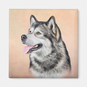Imán Dibujo de perro Alaskan Malamute 2