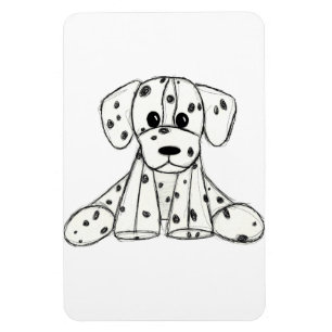 Imán Dibujo de perro de peluche dálmata contorno simple