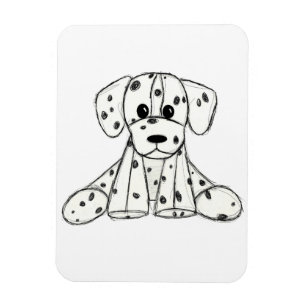 Imán Dibujo de perro de peluche dálmata contorno simple