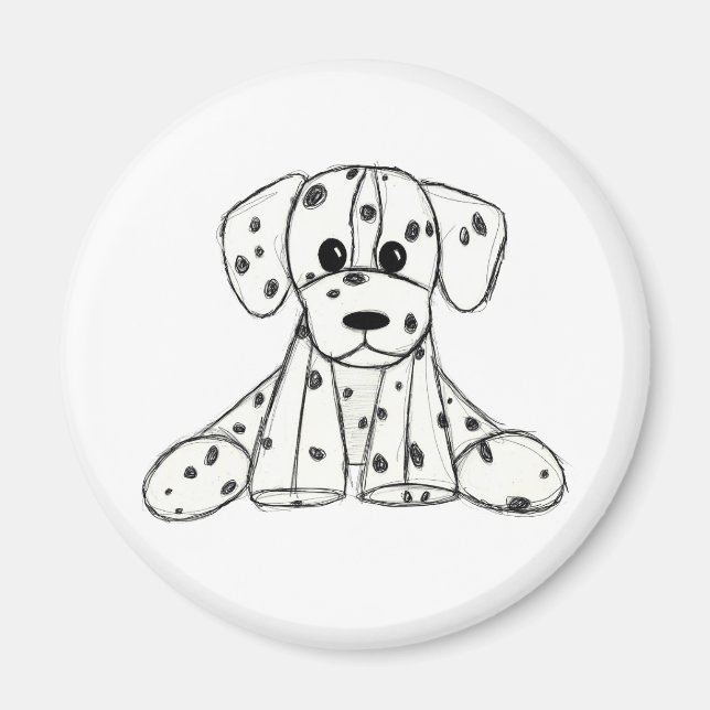 Imán Dibujo de perros rellenos dálmatas esquema simple  (Frente)