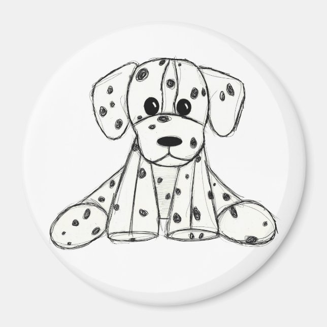 Imán Dibujo de perros rellenos dálmatas esquema simple  (Frente)