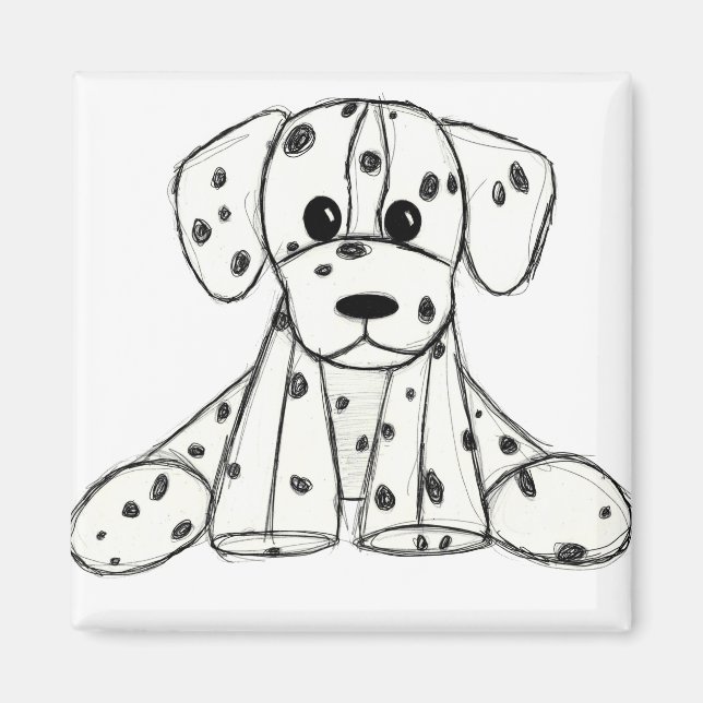 Imán Dibujo de perros rellenos dálmatas esquema simple  (Frente)