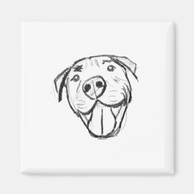 Imán dibujo de pitbull simple amantes de perros blanco  (Frente)