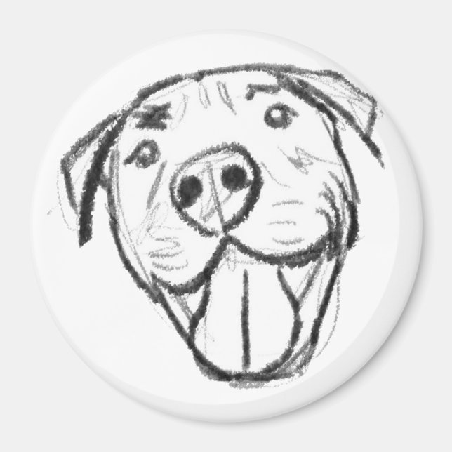 Imán dibujo de pitbull simple amantes de perros blanco  (Frente)