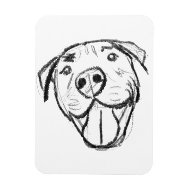 Imán dibujo de pitbull simple amantes de perros blanco  (Vertical)