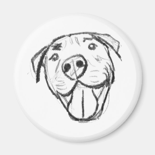 Imán dibujo de pitbull simple amantes de perros negro b (Frente)