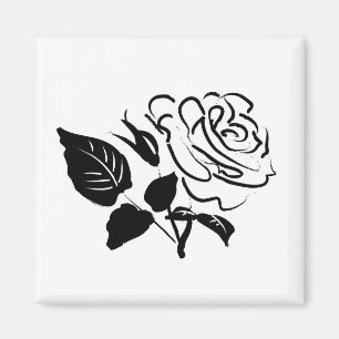 Imán Dibujo de Rosa y hojas