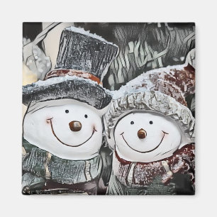 Imán Dibujo de Snowman and Snow