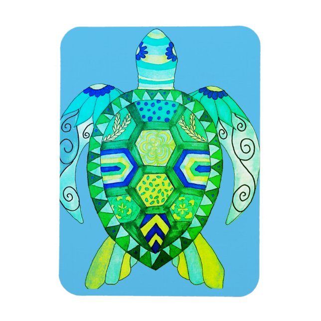 Imán Dibujo de tortuga colorida (Vertical)